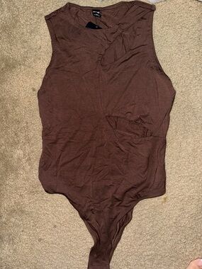 Sleeveless Brown Knit Bodysuit